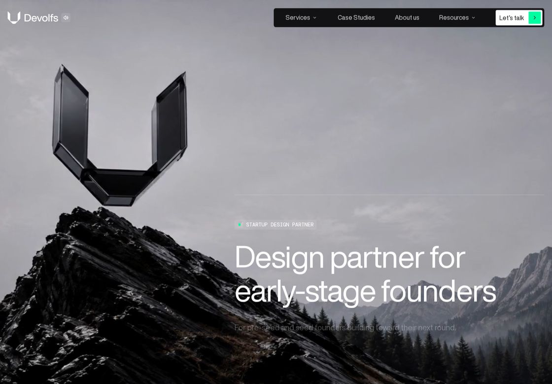 Devolfs homepage, first screen