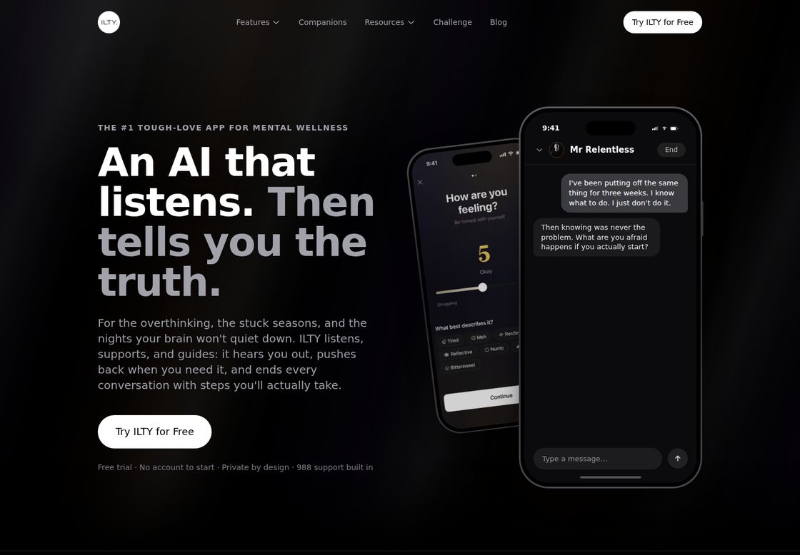 I Listen To You homepage, first screen