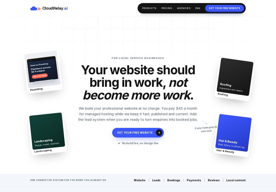 CloudRelay homepage, first screen