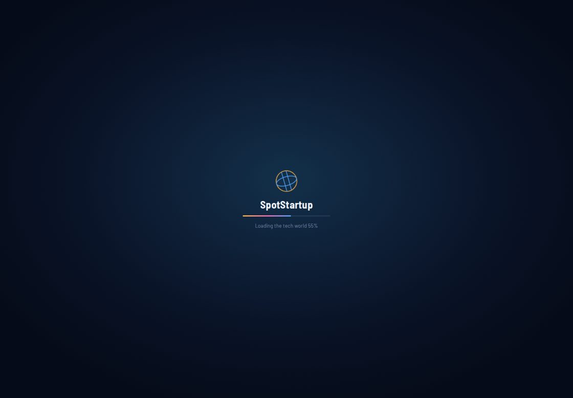 SpotStartup homepage, first screen