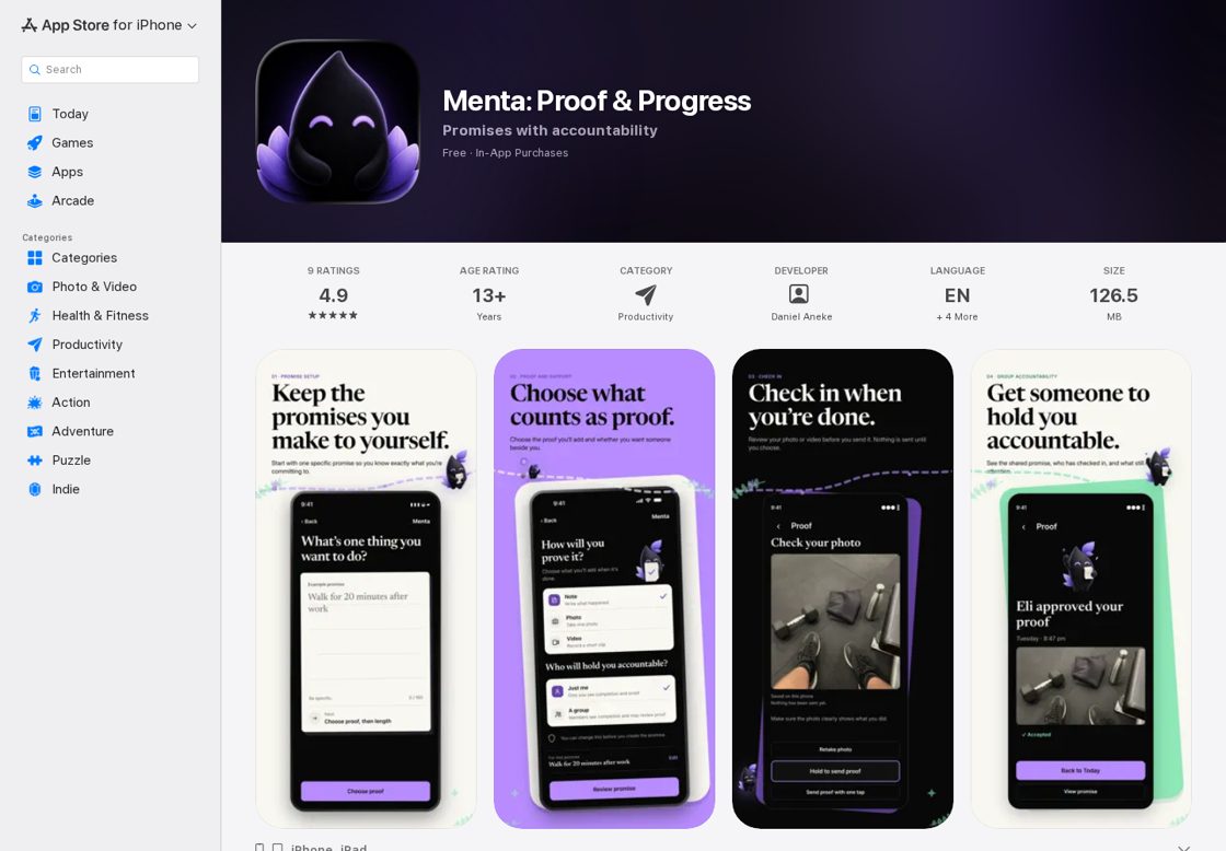 Menta homepage, first screen