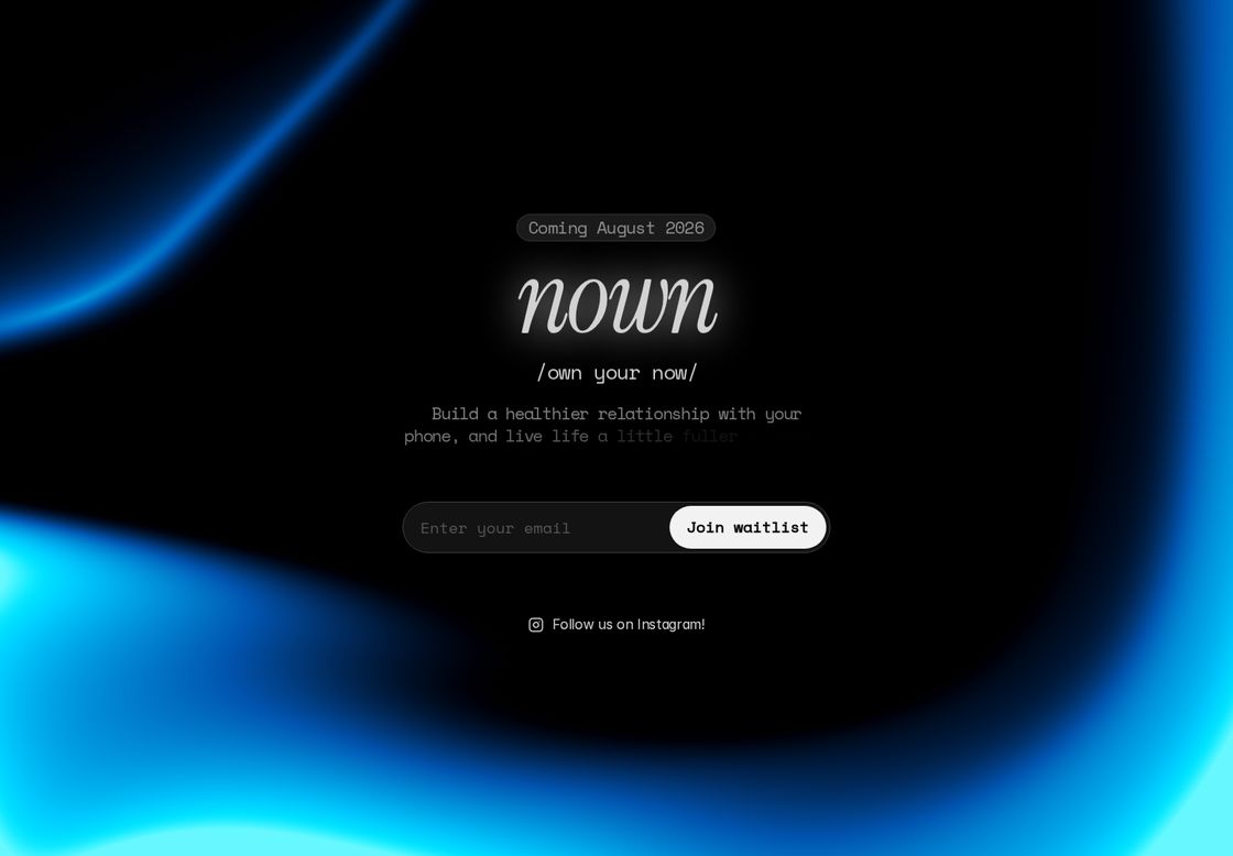 Nown homepage, first screen