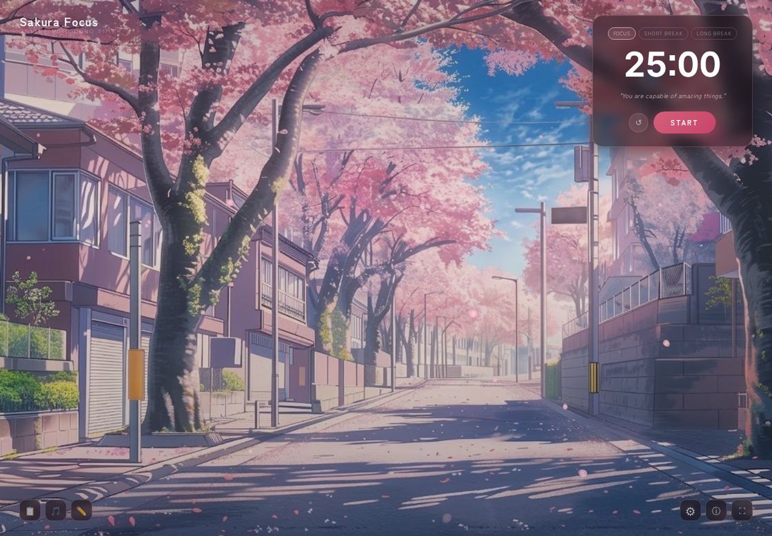 Sakura Focus homepage, first screen