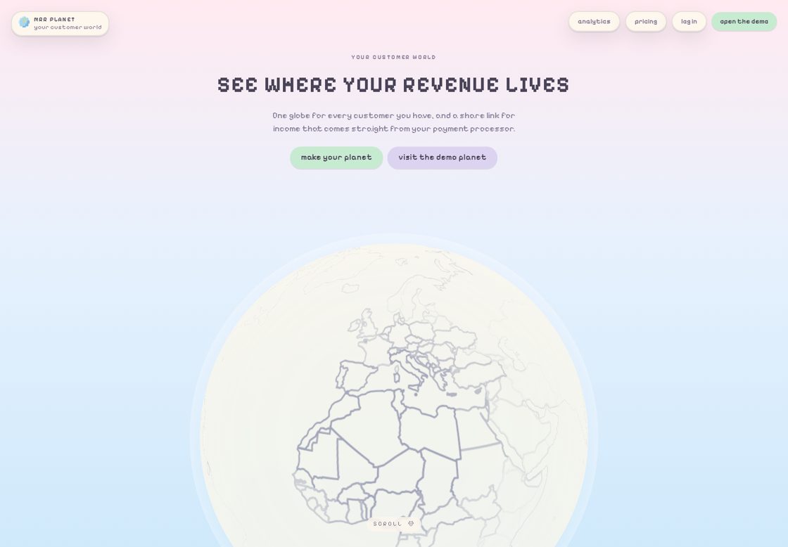 MRR Planet homepage, first screen