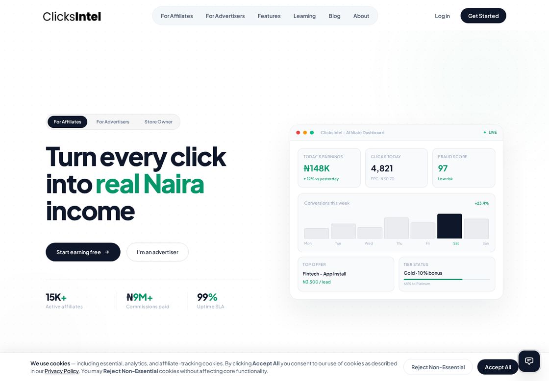 Clicks Intel homepage, first screen