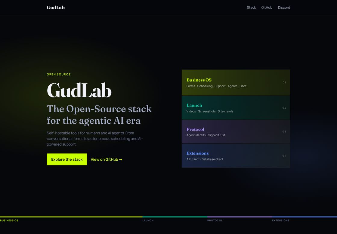 GudLab homepage, first screen