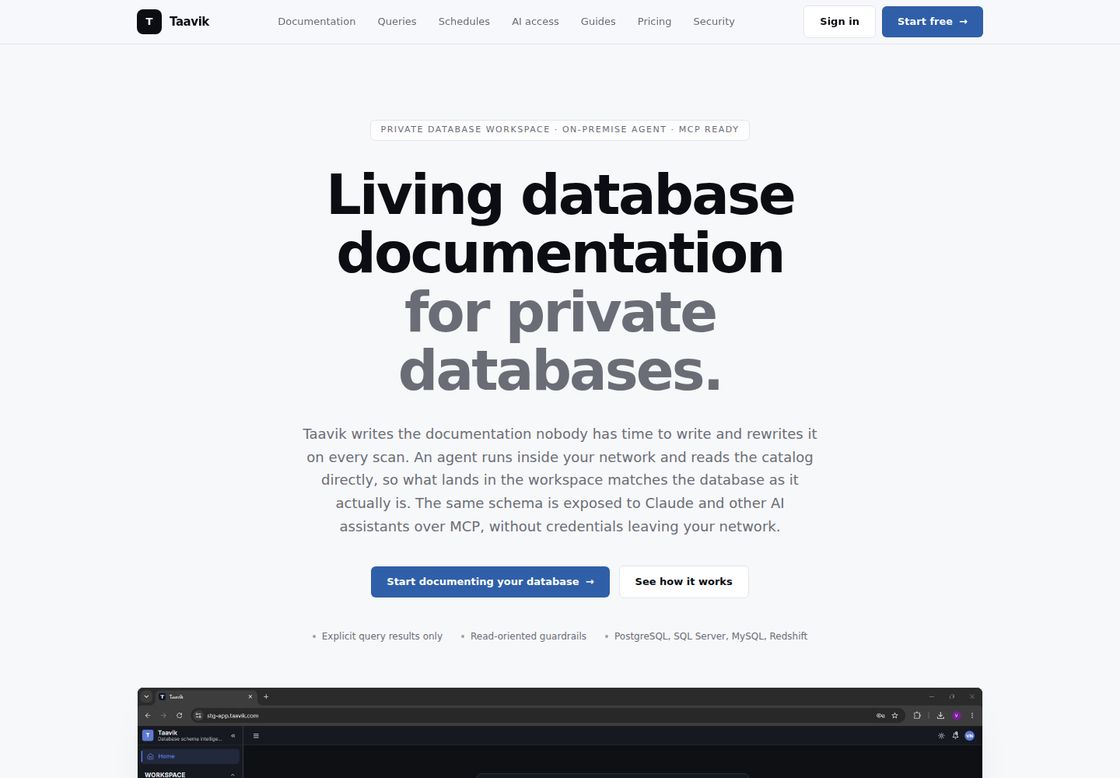 Taavik homepage, first screen