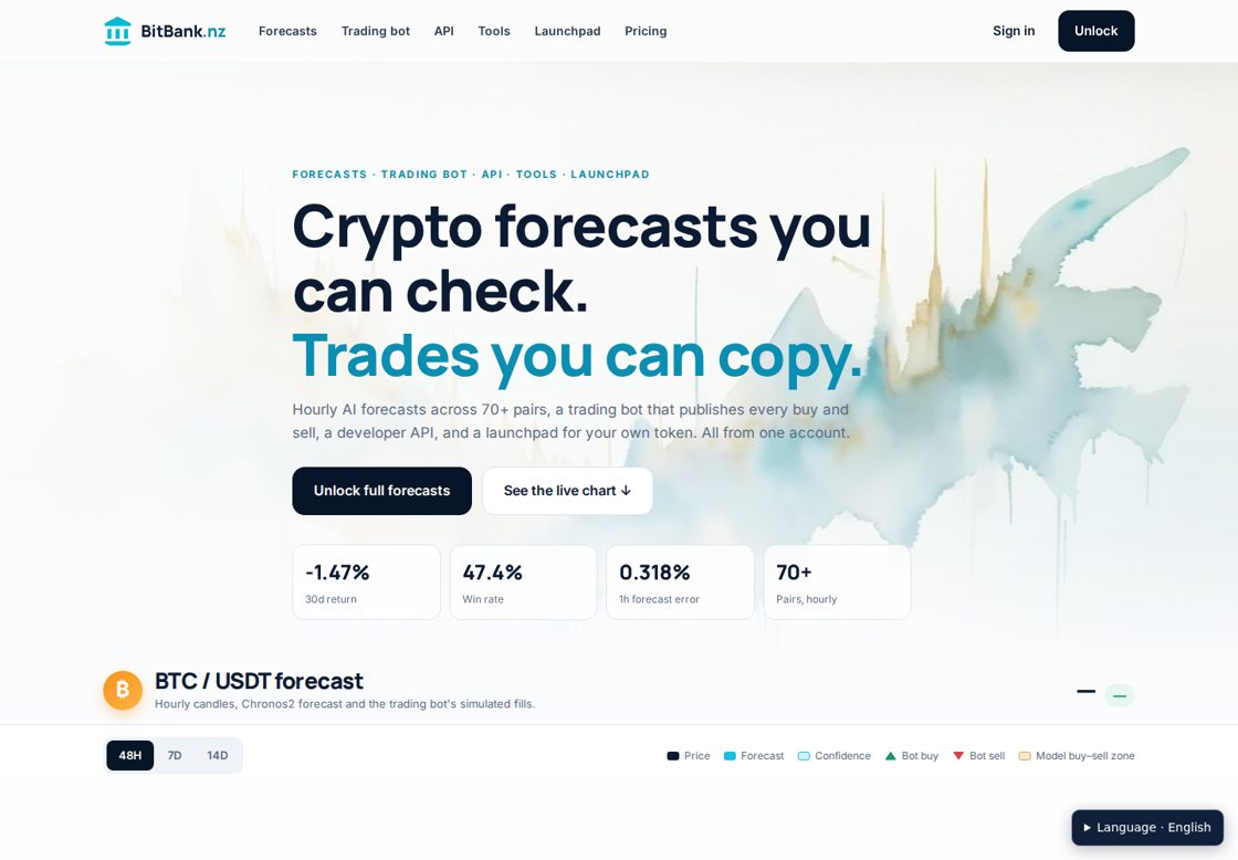 BitBank.nz homepage, first screen