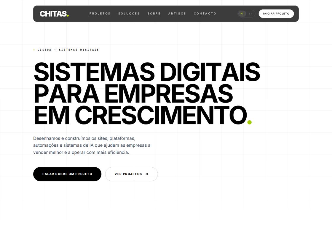 CHITAS homepage, first screen