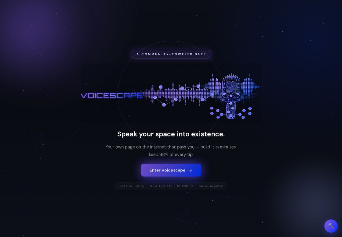 Voicescape homepage, first screen