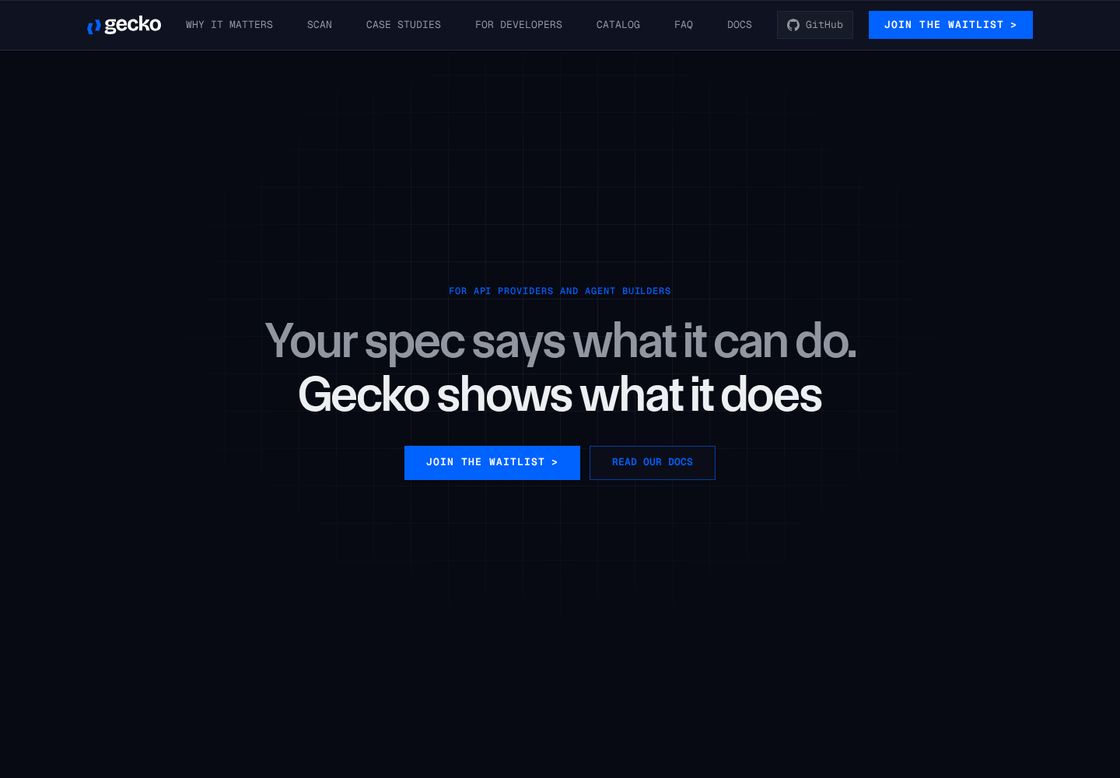 GeckoVision homepage, first screen