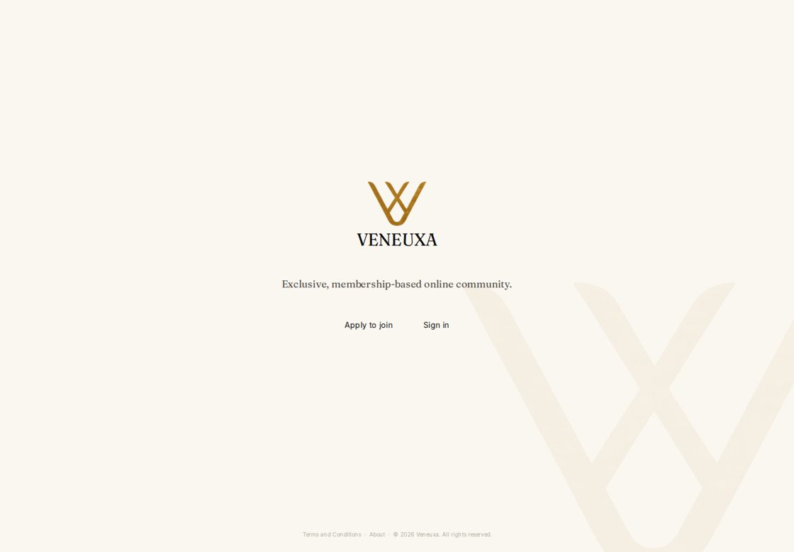 Veneuxa homepage, first screen