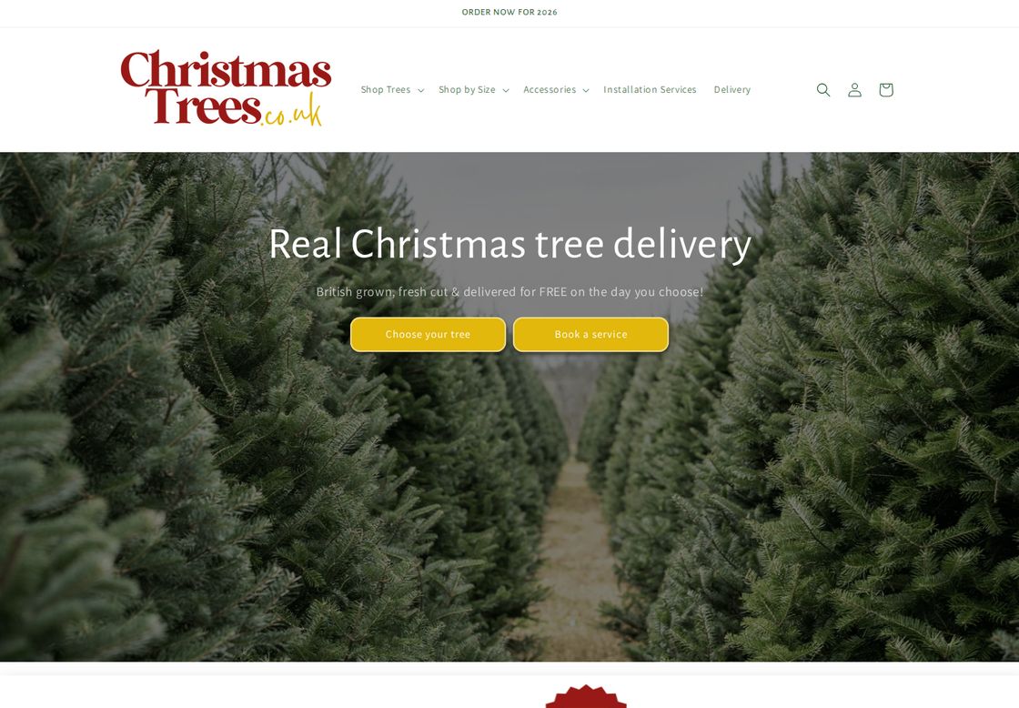 Christmas Trees homepage, first screen