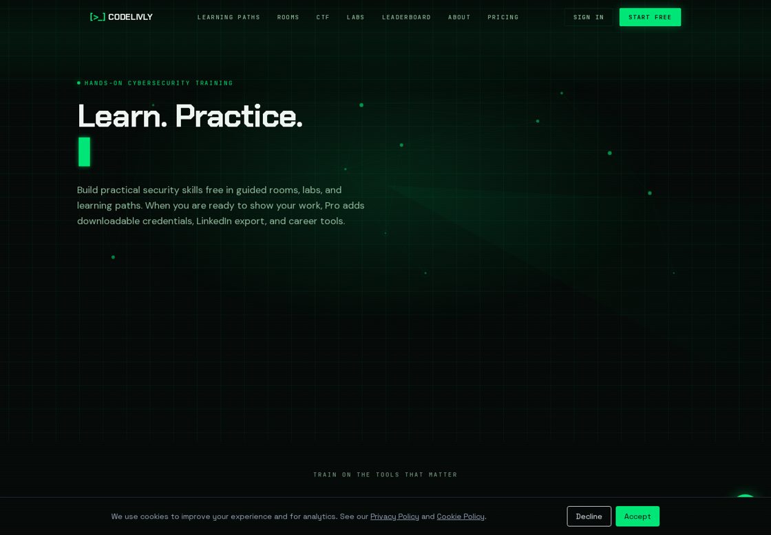 Codelivly homepage, first screen