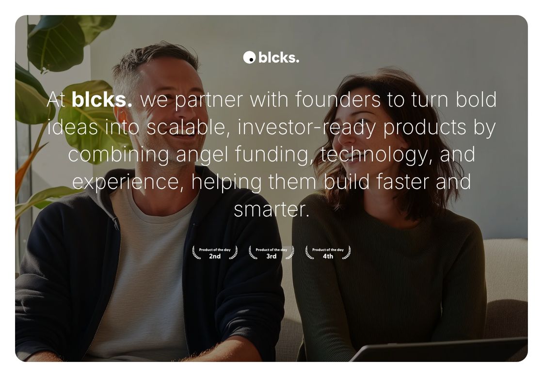 BLCKS homepage, first screen