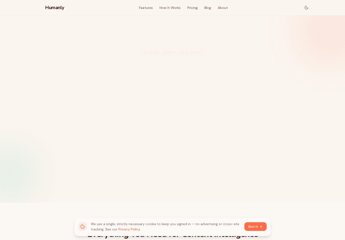 Humanly homepage, first screen