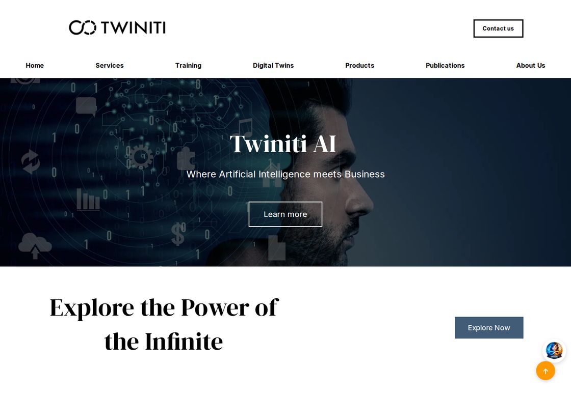 Twiniti homepage, first screen