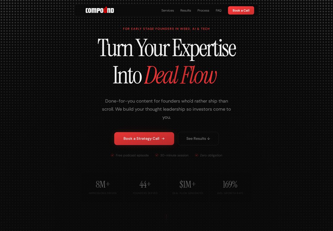 Compound homepage, first screen