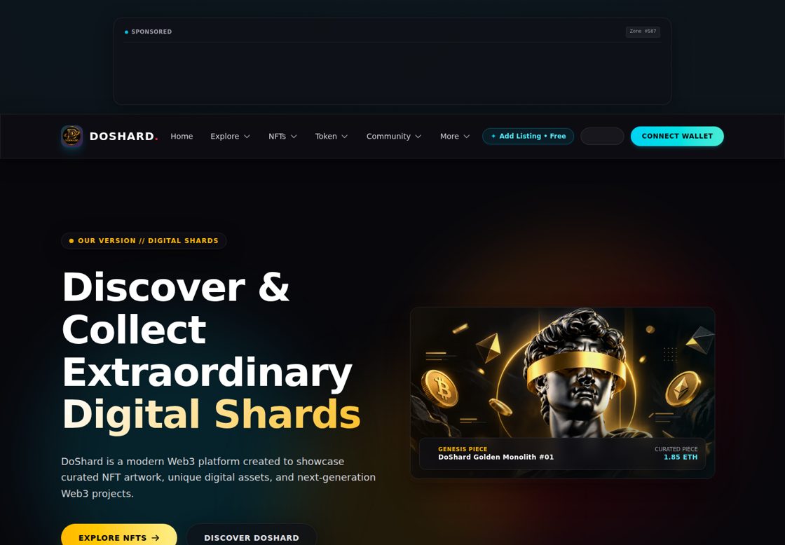 DoShard homepage, first screen