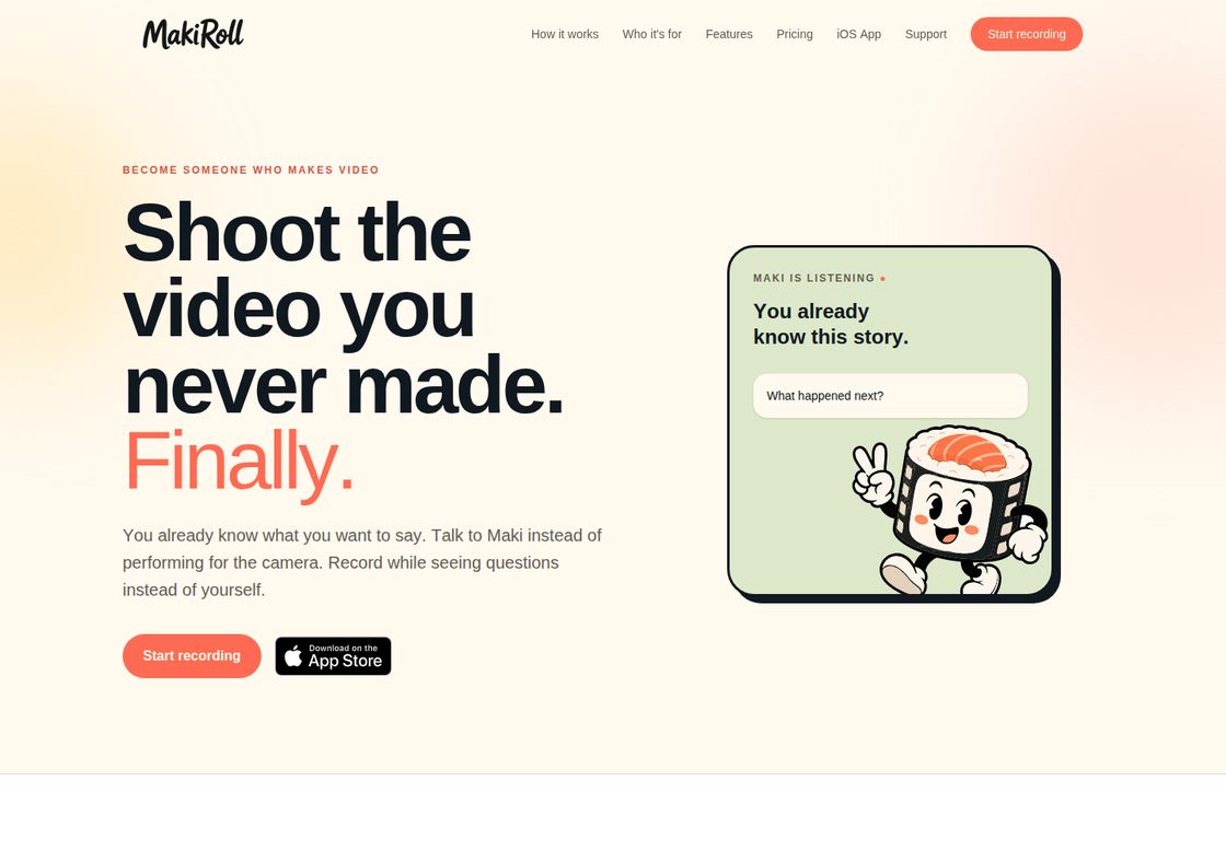 MakiRoll homepage, first screen