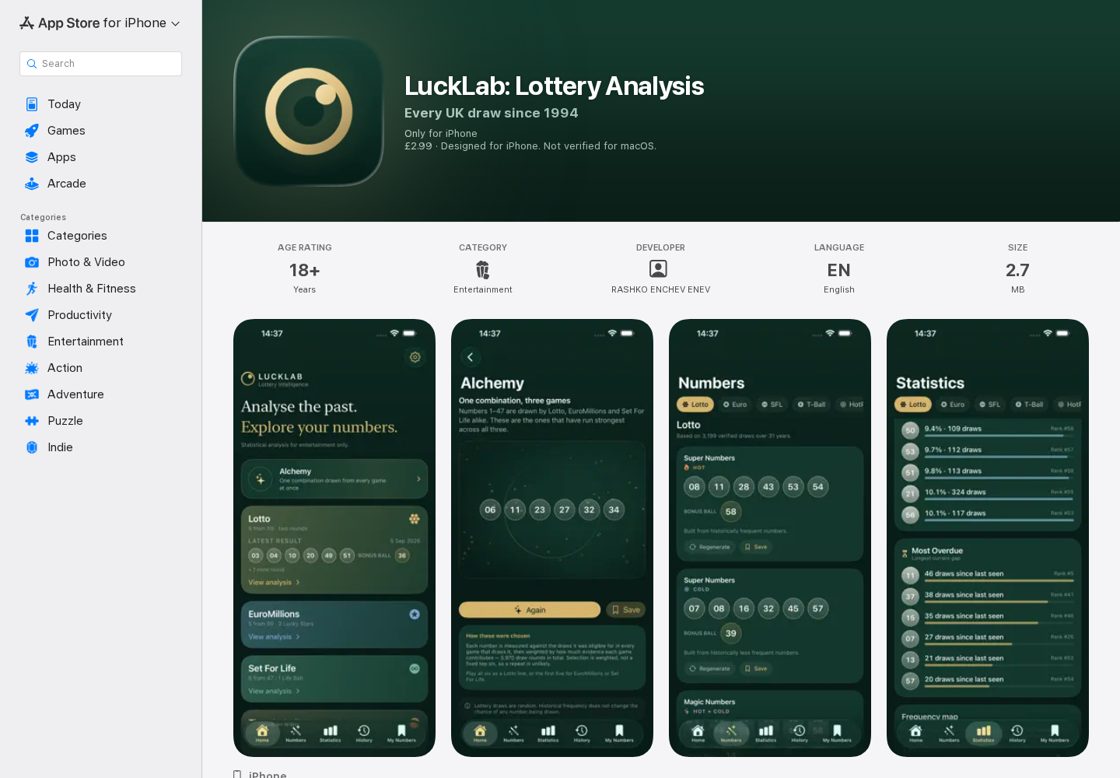 LuckLab homepage, first screen