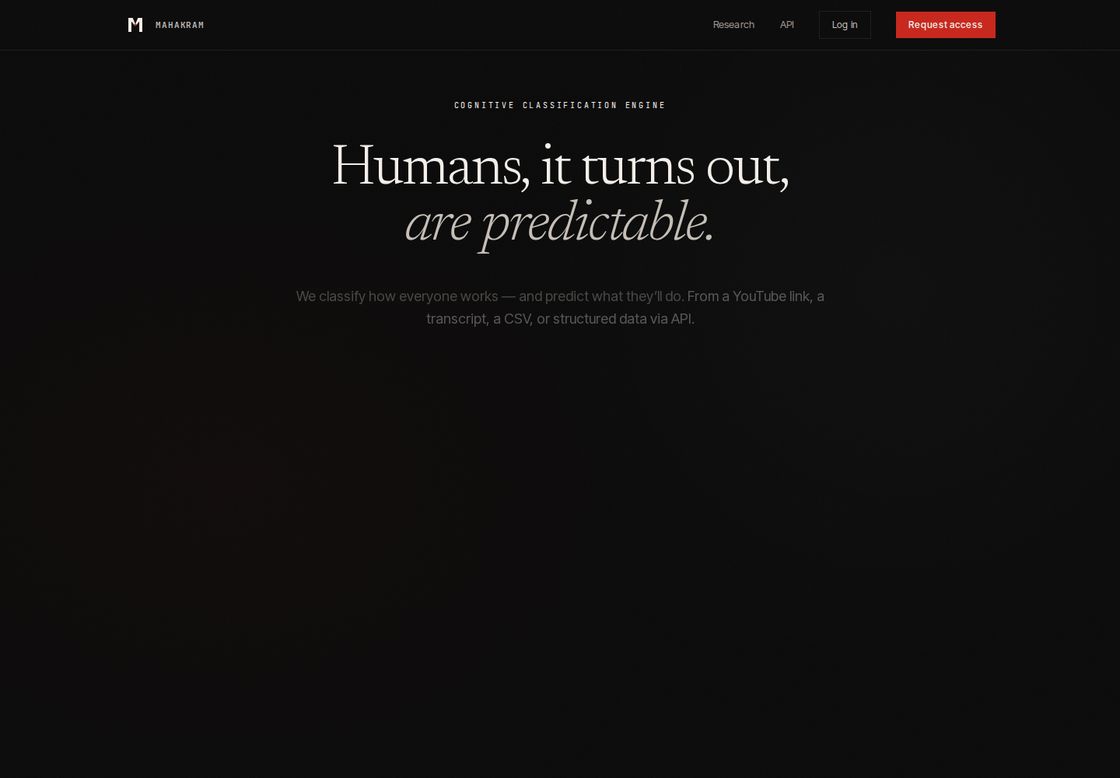 Mahakram homepage, first screen