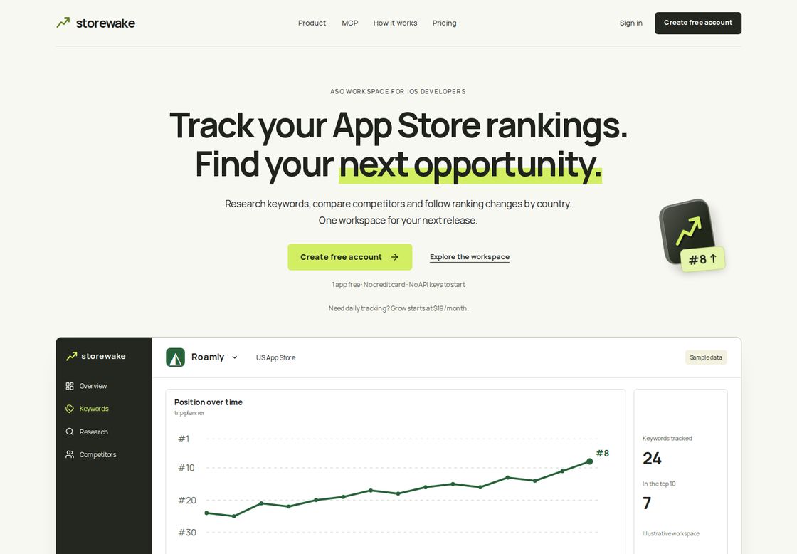 Storewake homepage, first screen