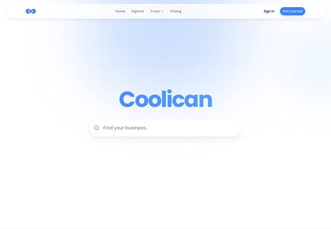 Coolican homepage, first screen
