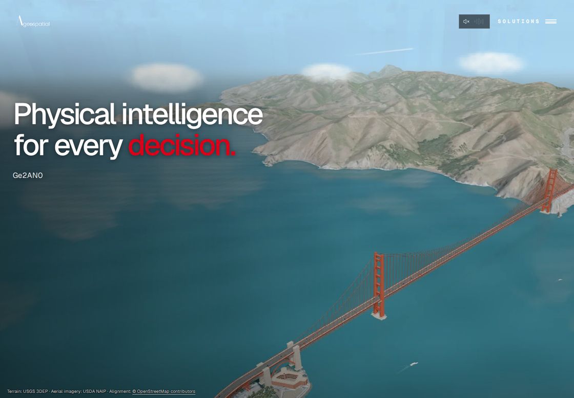 AGEOSPATIAL homepage, first screen
