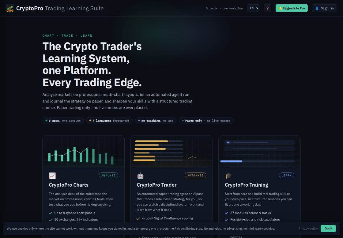 CryptoPro homepage, first screen