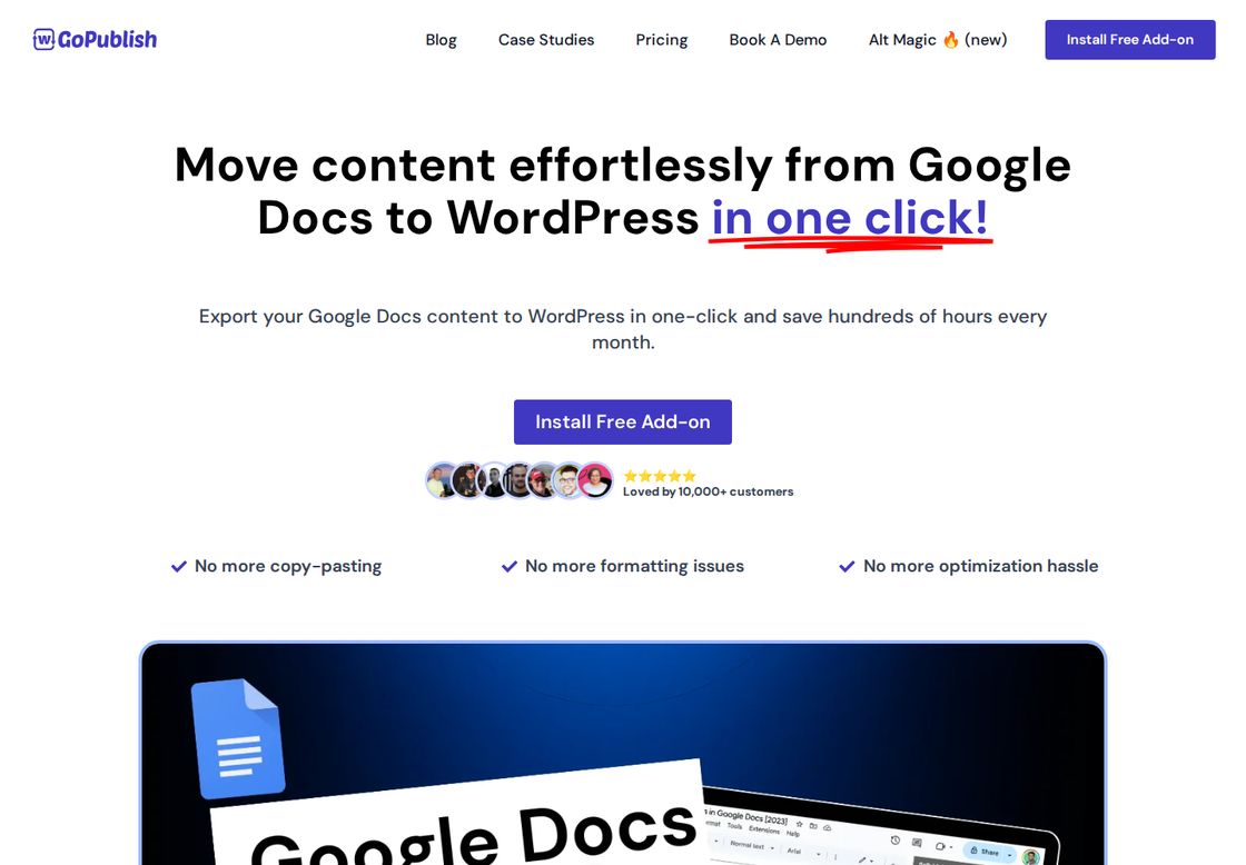 GoPublish homepage, first screen