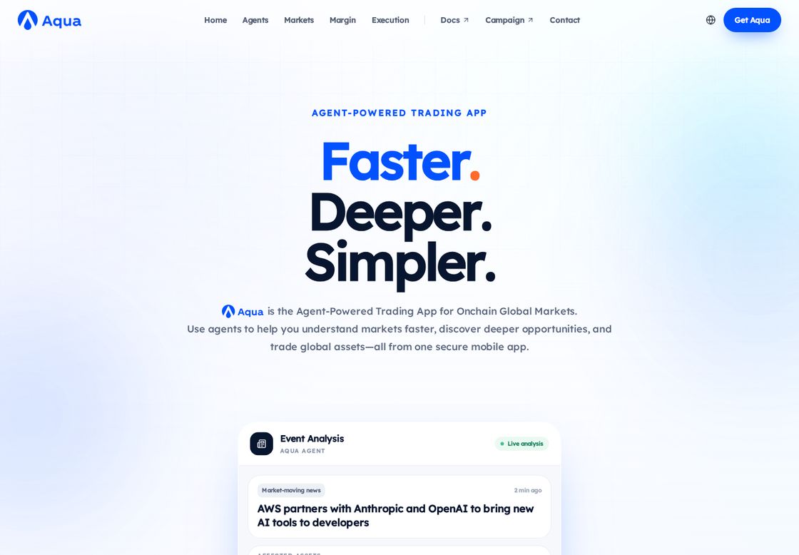 Aqua homepage, first screen