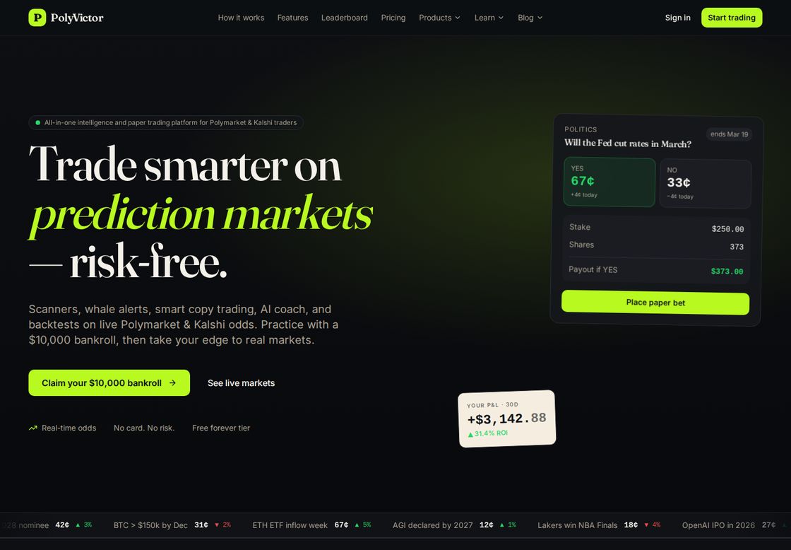 PolyVictor homepage, first screen