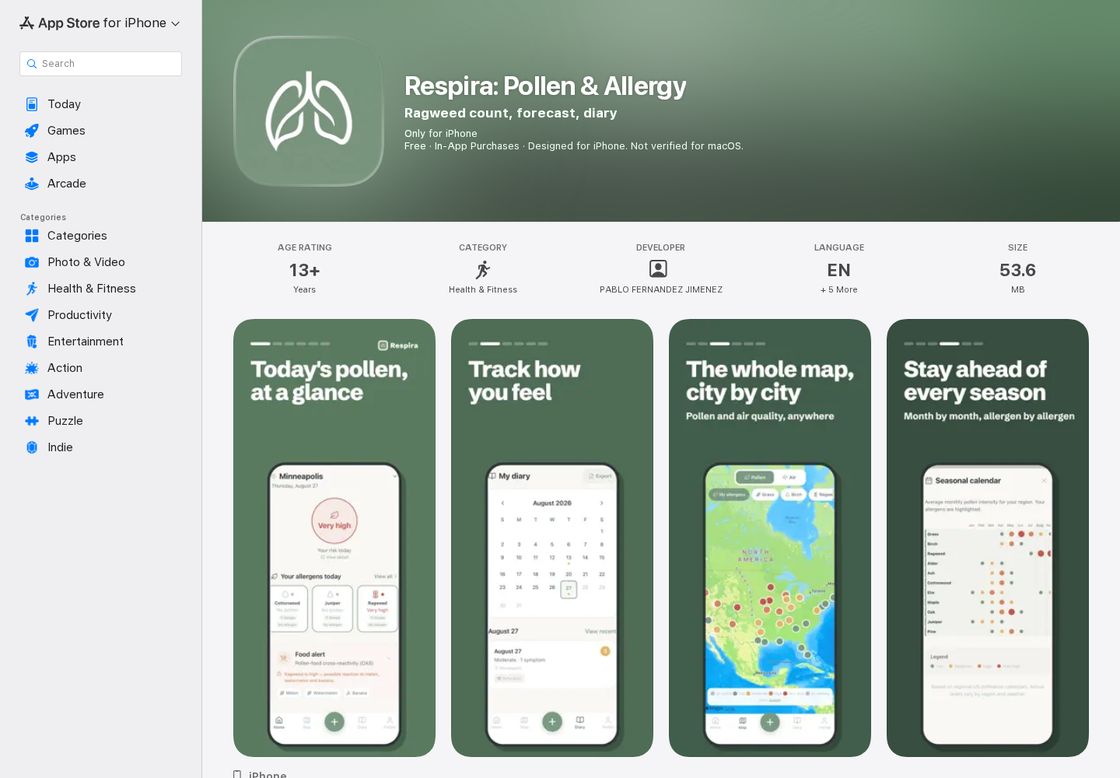 Respira homepage, first screen