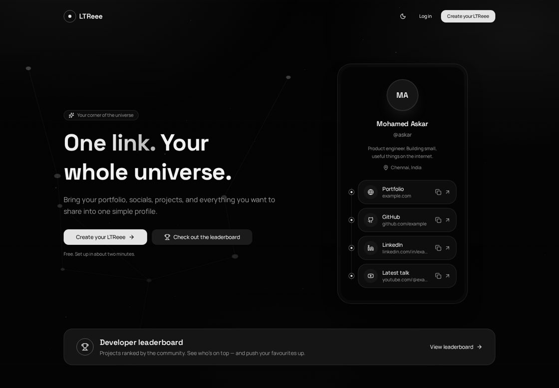 LTReee homepage, first screen