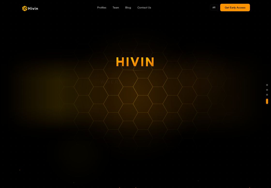 Hivin homepage, first screen