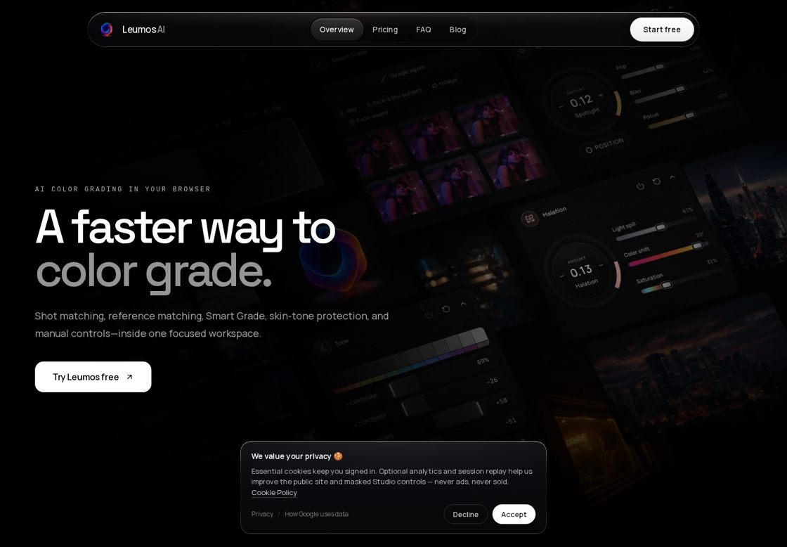 Leumos homepage, first screen