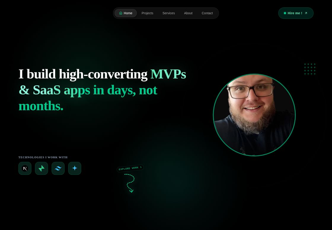 Milo MVP development service homepage, first screen