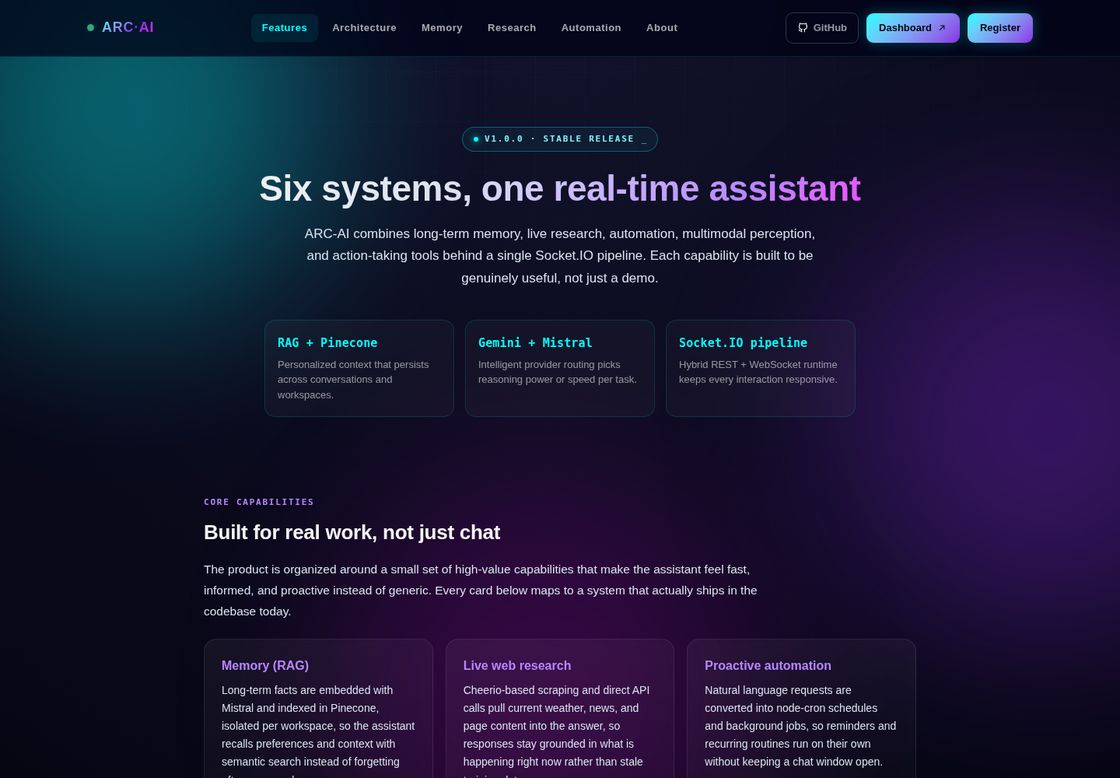 ARC-AI homepage, first screen