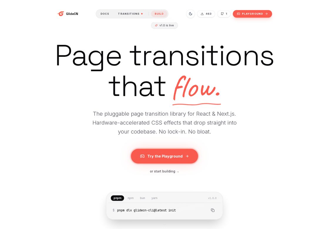 GlideCN homepage, first screen