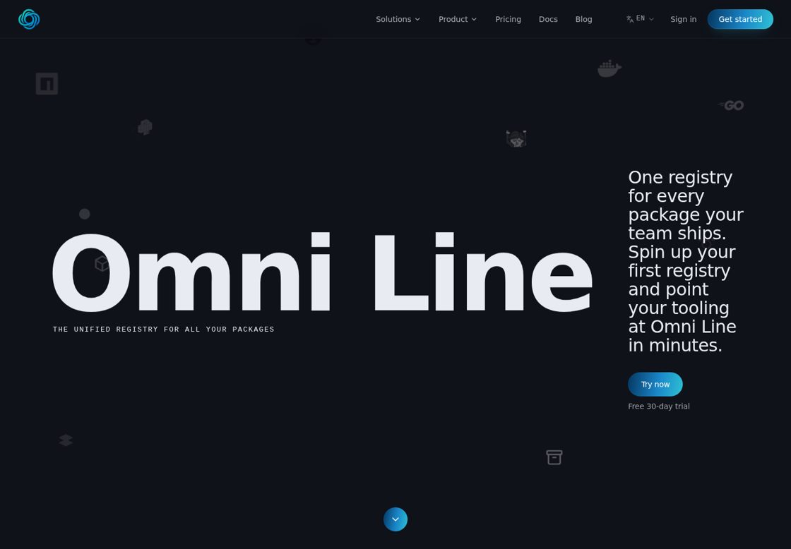 Omni Line homepage, first screen
