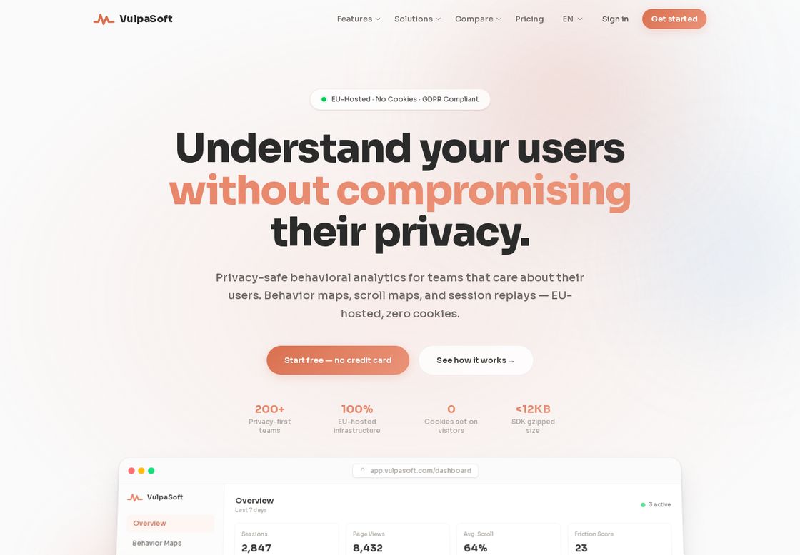 VulpaSoft homepage, first screen