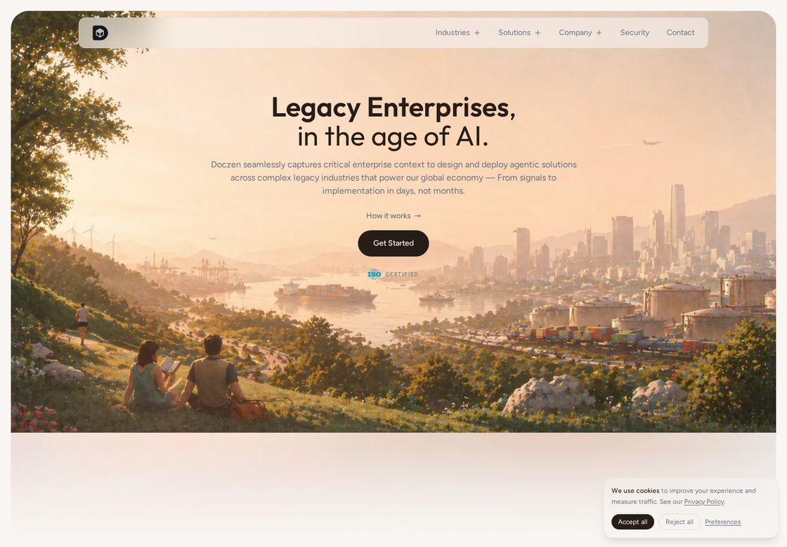 Doczen homepage, first screen