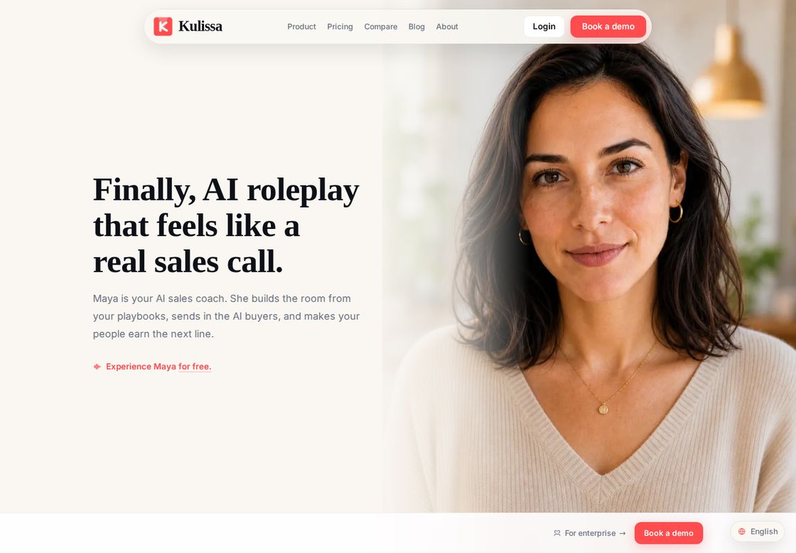 Kulissa homepage, first screen