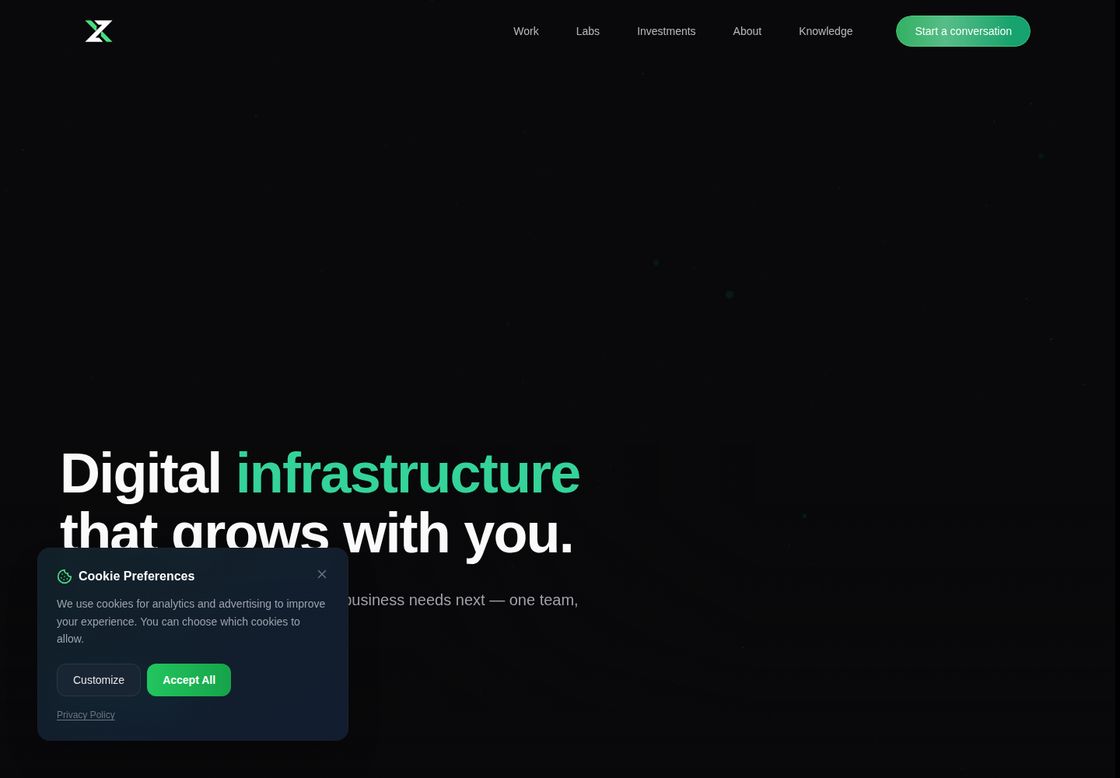 Ziteox homepage, first screen