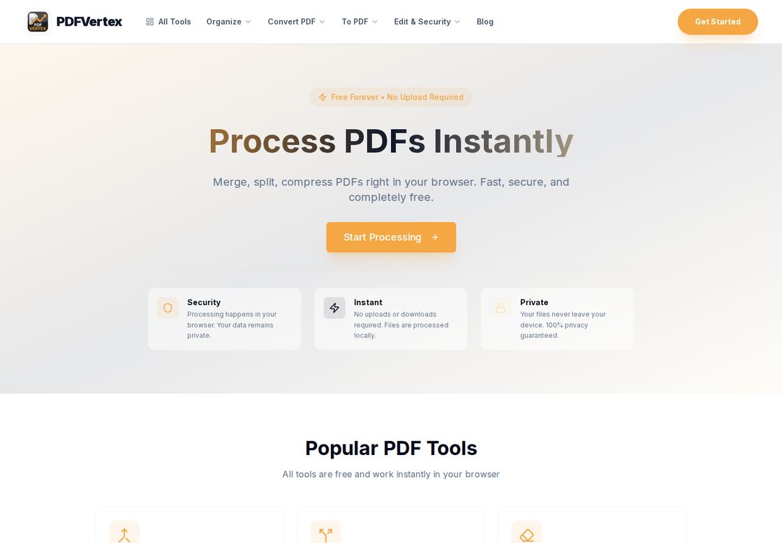 PDF Vertex homepage, first screen