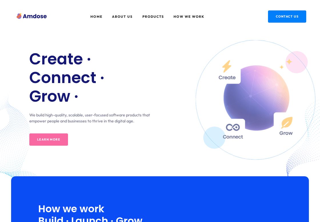 Amdose homepage, first screen