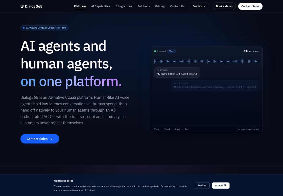 Dialog365 homepage, first screen