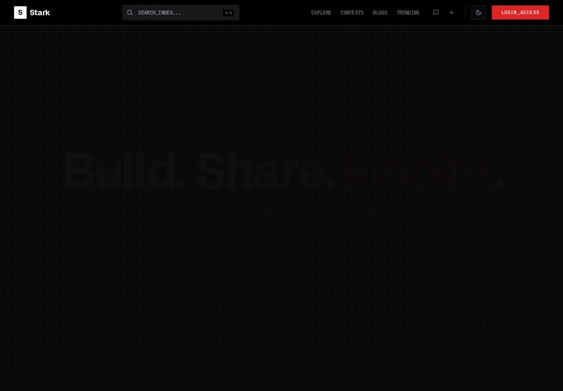 Stark homepage, first screen