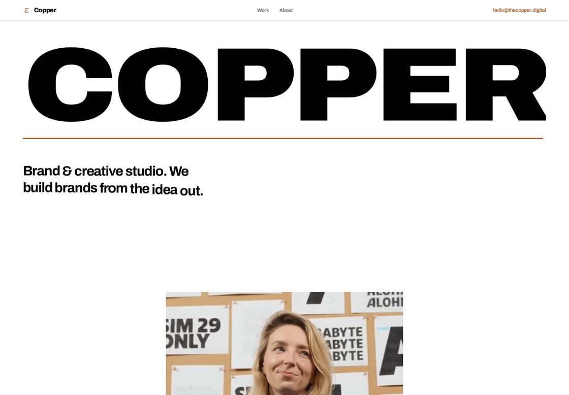 Copper homepage, first screen